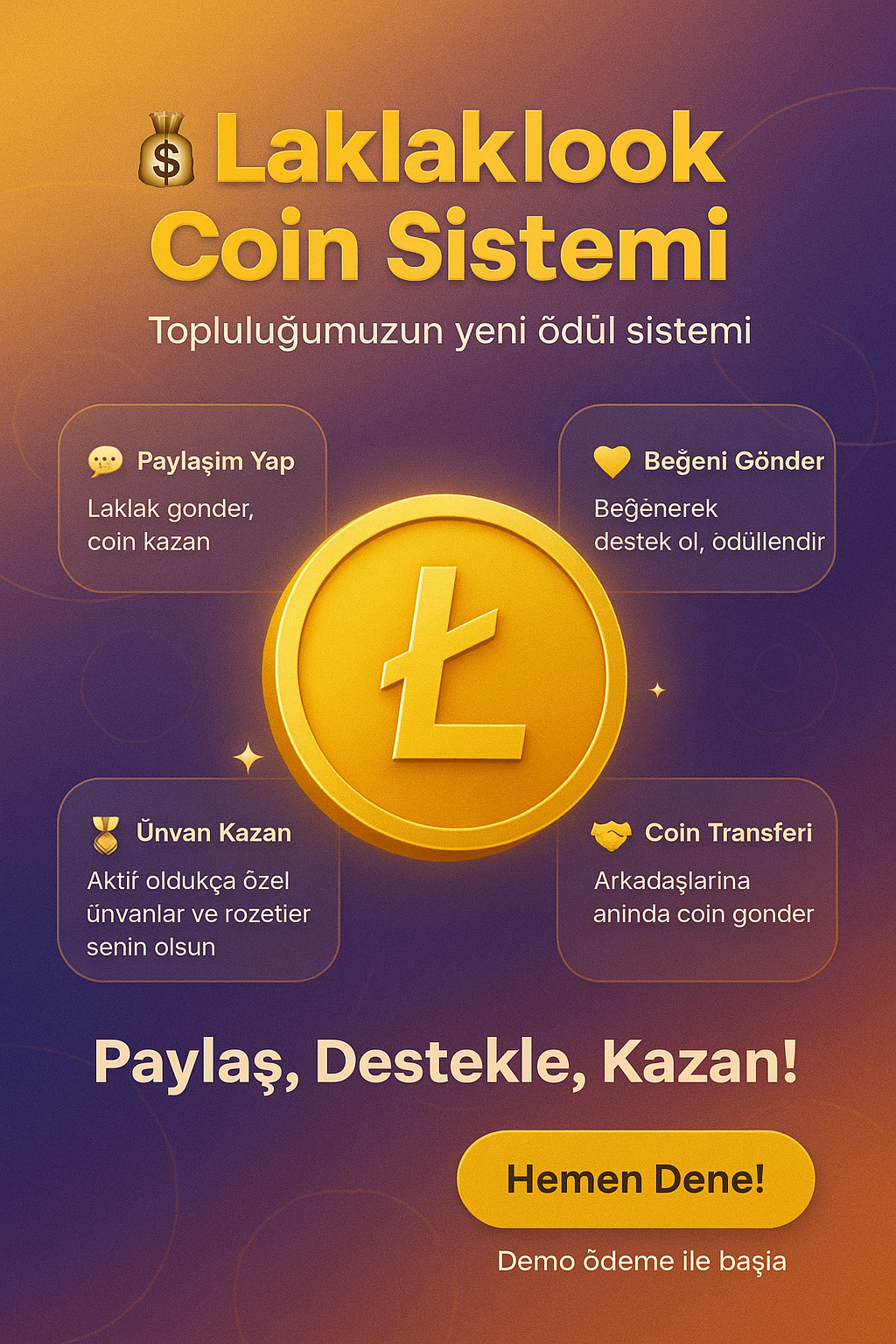 Laklaklook Coin Sistemi – Paylaştıkça Kazandıran Yeni Dönem!